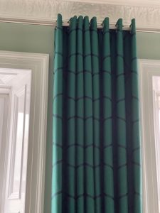 green curtains